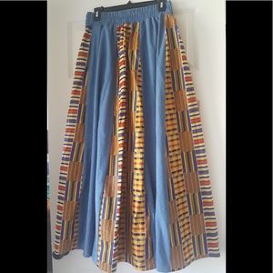 New Tribal print and denim skirt